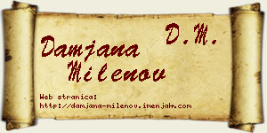 Damjana Milenov vizit kartica